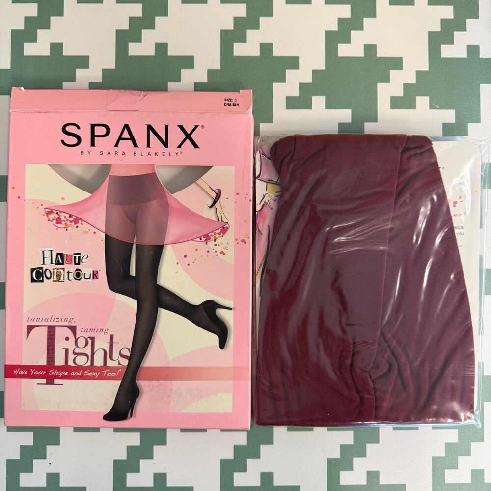 Spanx Haute Contour Tights Pantyhose Hosiery Craisin Maroon Wine Size D NWT - Picture 3 of 4